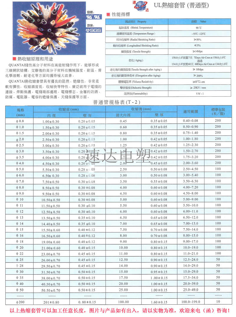 熱縮套管尺寸圖紙介紹 熱縮套管尺寸圖紙介紹